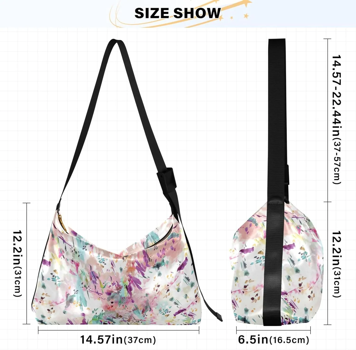 Floral Watercolor Leaf Leather Shoulder Purse Hobo Large Crossbody Bag Premium Leaf Print Designer Hobo Bag