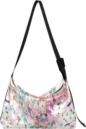 Floral Watercolor Leaf Leather Shoulder Purse Hobo Large Crossbody Bag Premium Leaf Print Designer Hobo Bag