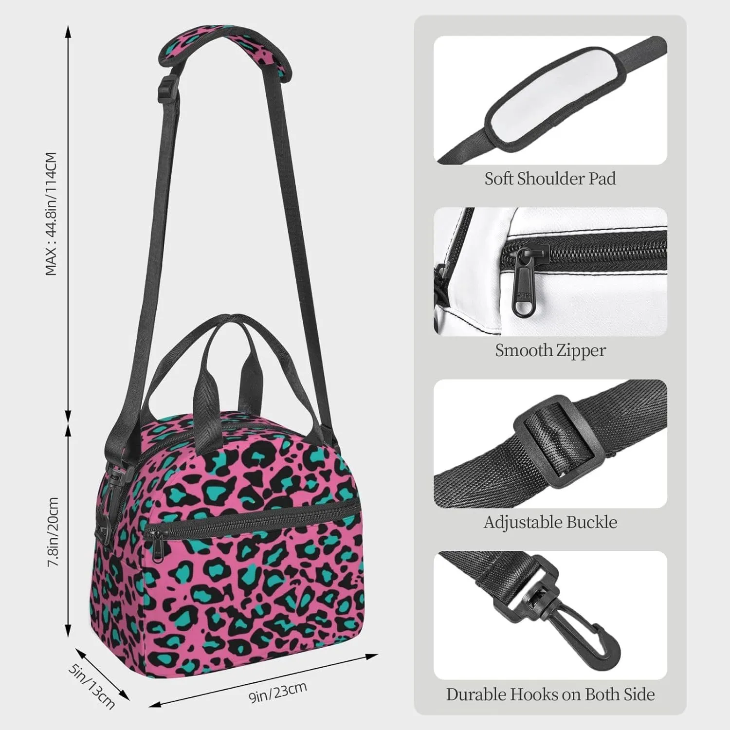 Floral,Insulated Lunch Bag for Women/Men,Floral Ornate Pattern Cultural,Reusable Leakproof Cooler Tote Bag Organizer with Adjustable Shoulder Strap for Adult,Orange Blue