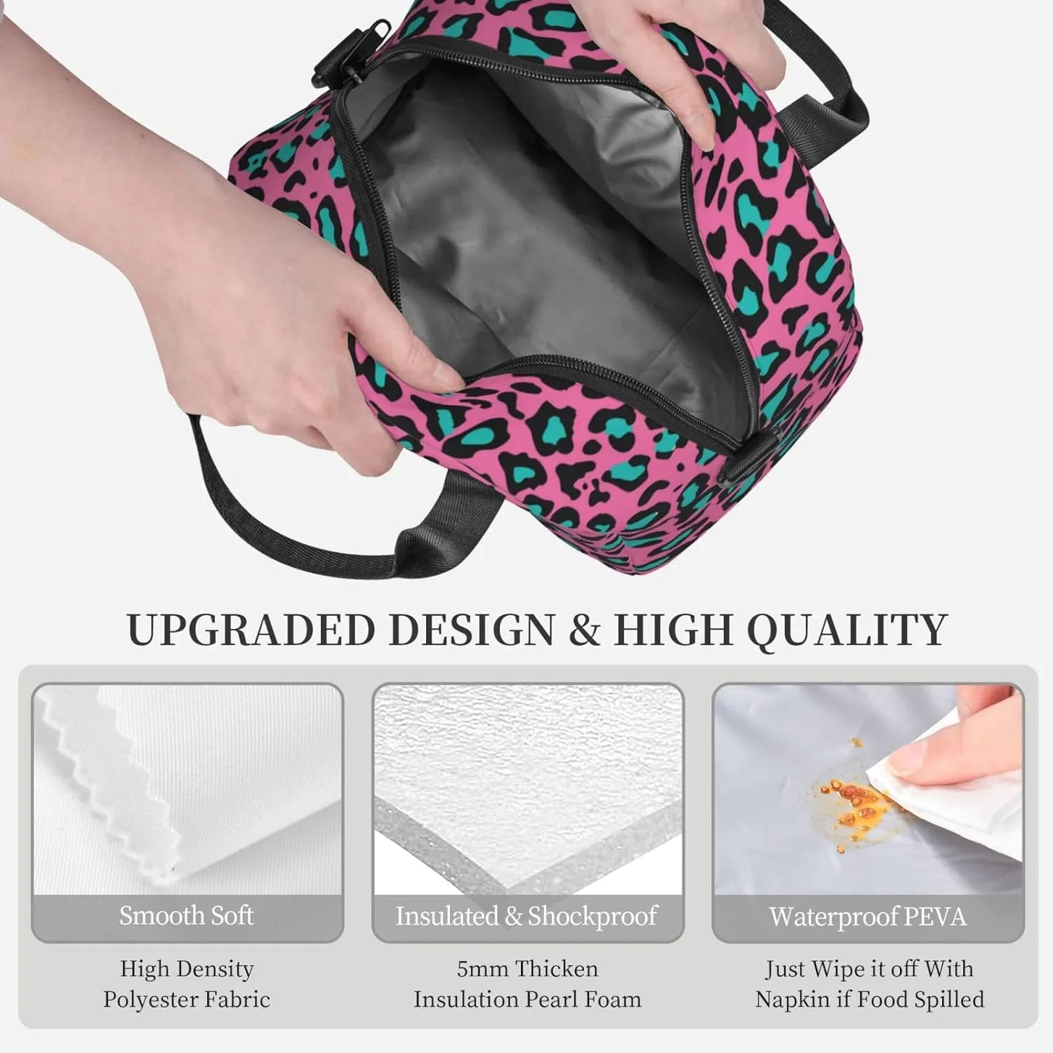 Floral,Insulated Lunch Bag for Women/Men,Floral Ornate Pattern Cultural,Reusable Leakproof Cooler Tote Bag Organizer with Adjustable Shoulder Strap for Adult,Orange Blue