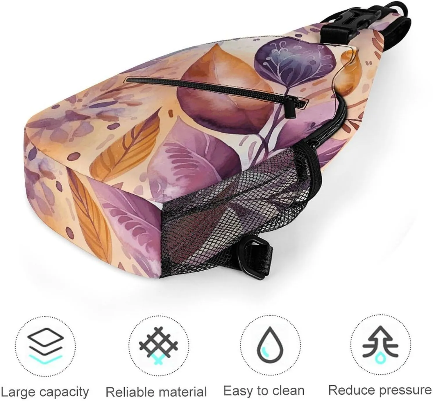 Flower And Leaf Pattern Sling Bag Crossbody Bags Cross Body Bag Fanny Packs Chest Bags Sling Purses for Travel