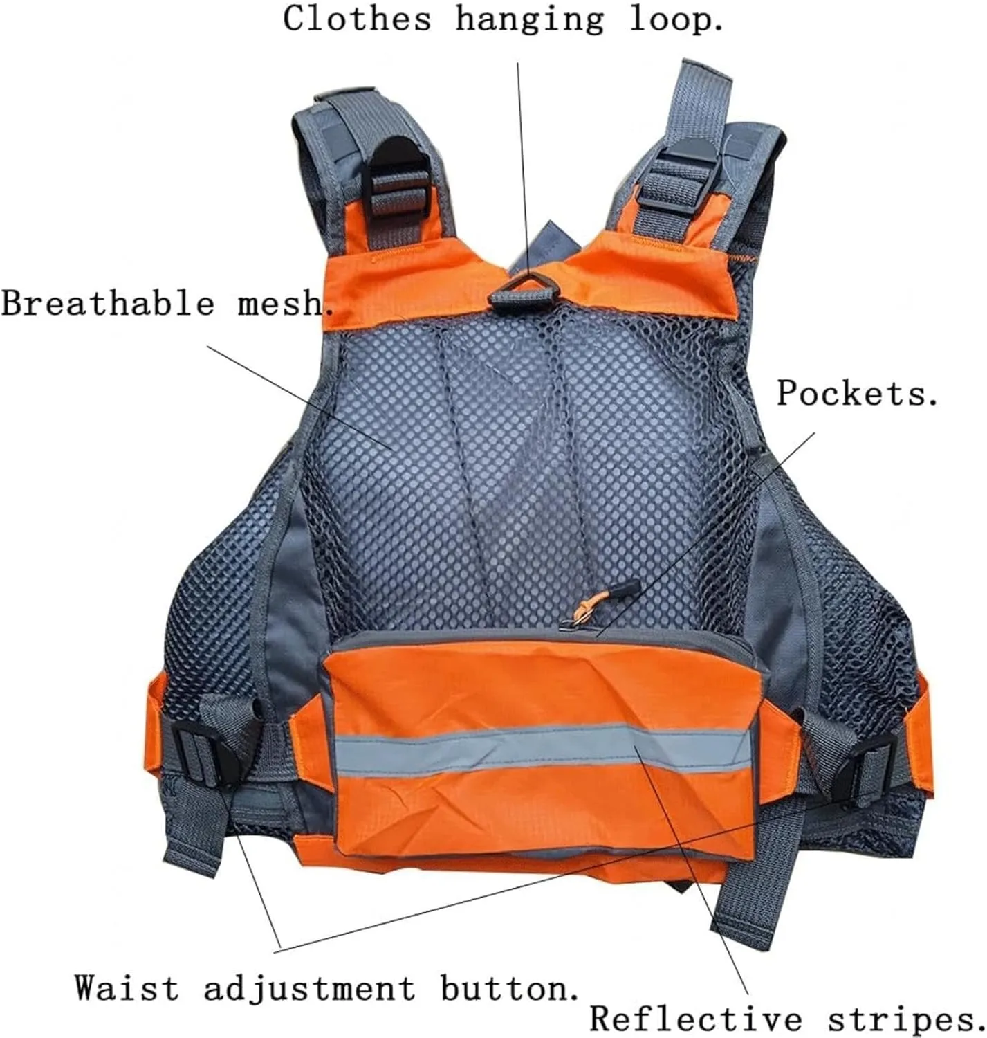 Fly Fishing Vest with Adjustable Belt, Pockets Jacket for Boating Fishing Surfing