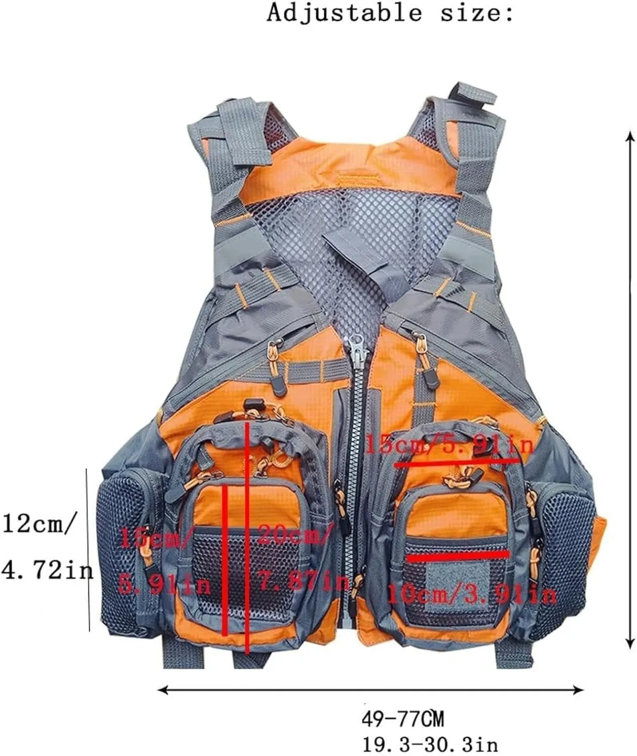 Fly Fishing Vest with Adjustable Belt, Pockets Jacket for Boating Fishing Surfing