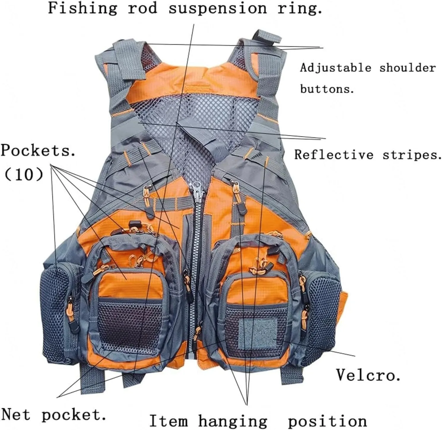 Fly Fishing Vest with Adjustable Belt, Pockets Jacket for Boating Fishing Surfing