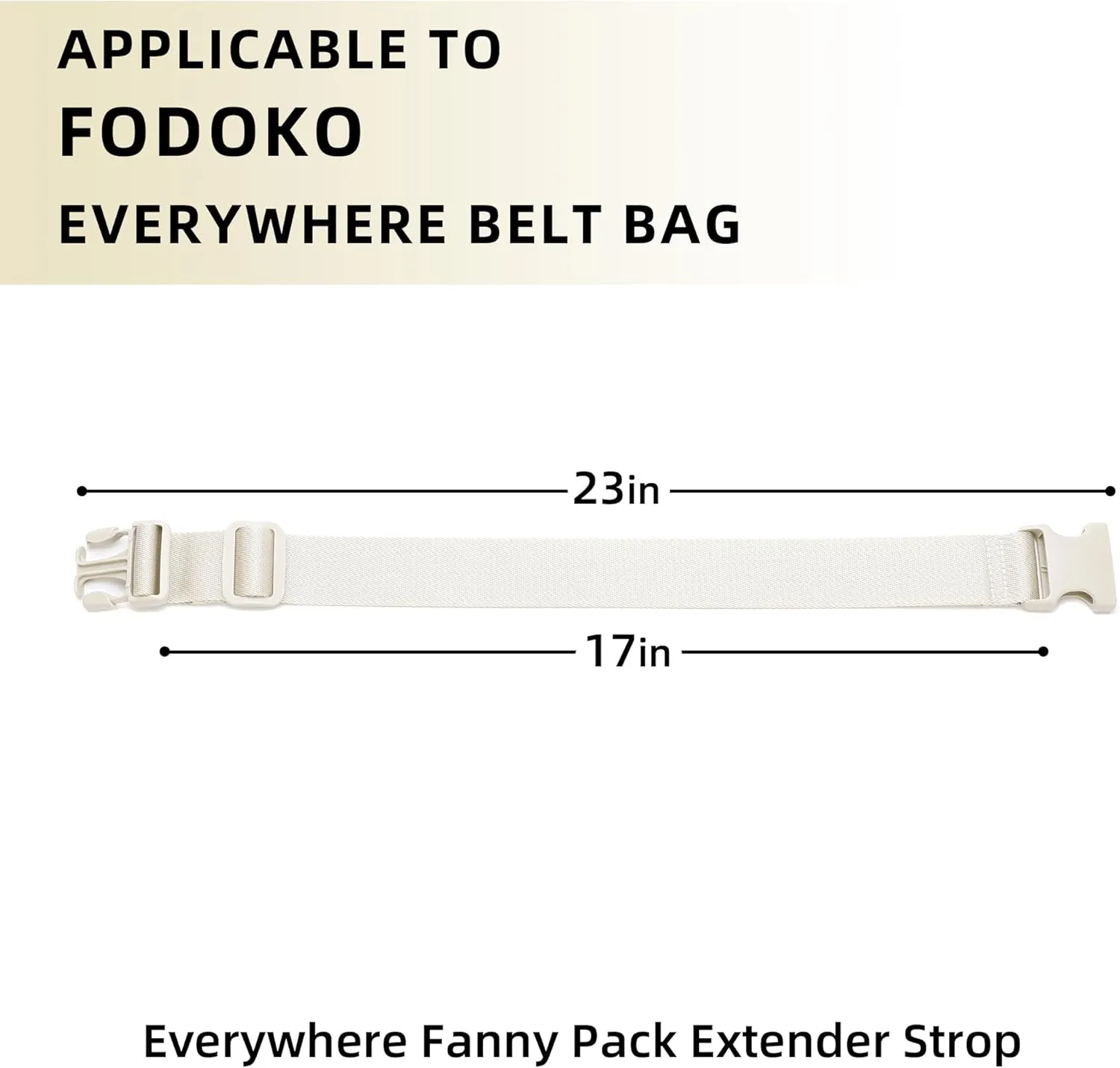 FODOKO Belt Bag Fanny Pack Extender Adjustable Elastic Strap, Belt Extender for Waist Bum Bag Compatible with Everywhere Belt Bag White