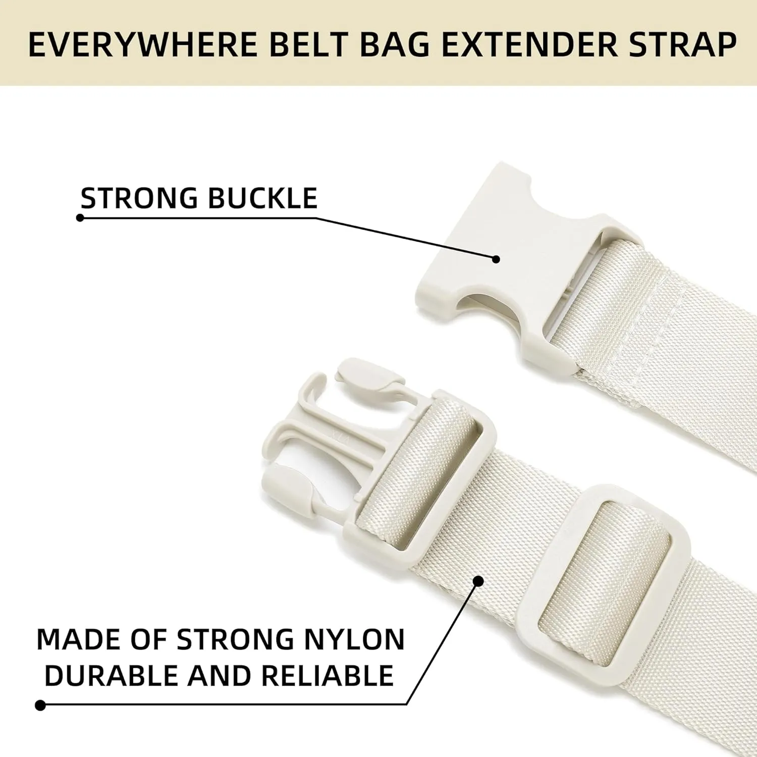 FODOKO Belt Bag Fanny Pack Extender Adjustable Elastic Strap, Belt Extender for Waist Bum Bag Compatible with Everywhere Belt Bag White