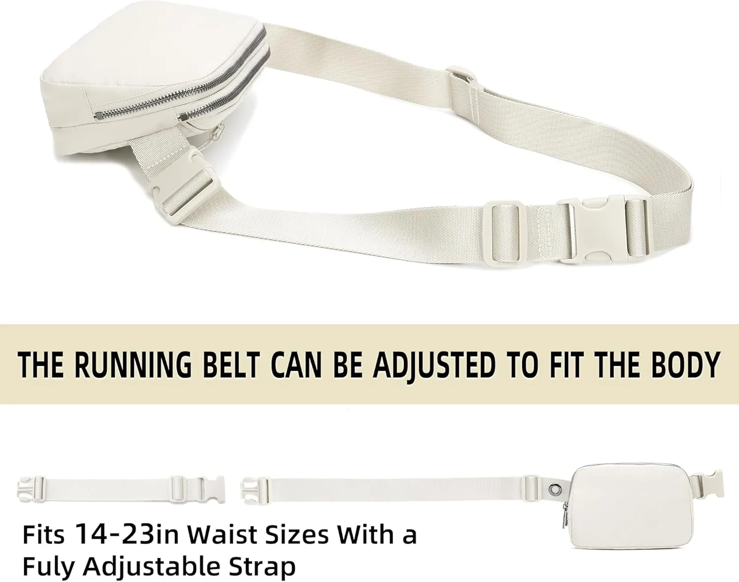 FODOKO Belt Bag Fanny Pack Extender Adjustable Elastic Strap, Belt Extender for Waist Bum Bag Compatible with Everywhere Belt Bag White
