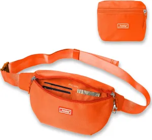 Foldable Crossbody Bags for Women & Men - Anti-Theft RFID-Safe Fanny Pack with Smart Lockable Zippers and Cut-Resistant Strap - Lightweight Waist Pack for Travel & Everyday Use - Orange