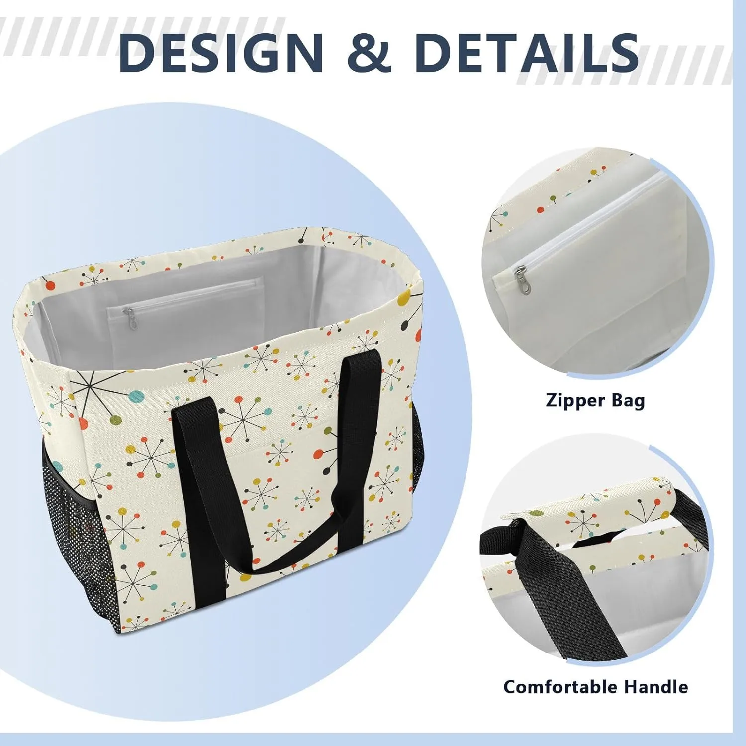 Foldable Grocery Reusable Tote Grocery Bag, Travel Canvas Shoulder Bags, Large Casual Laundry Pool Beach Bag