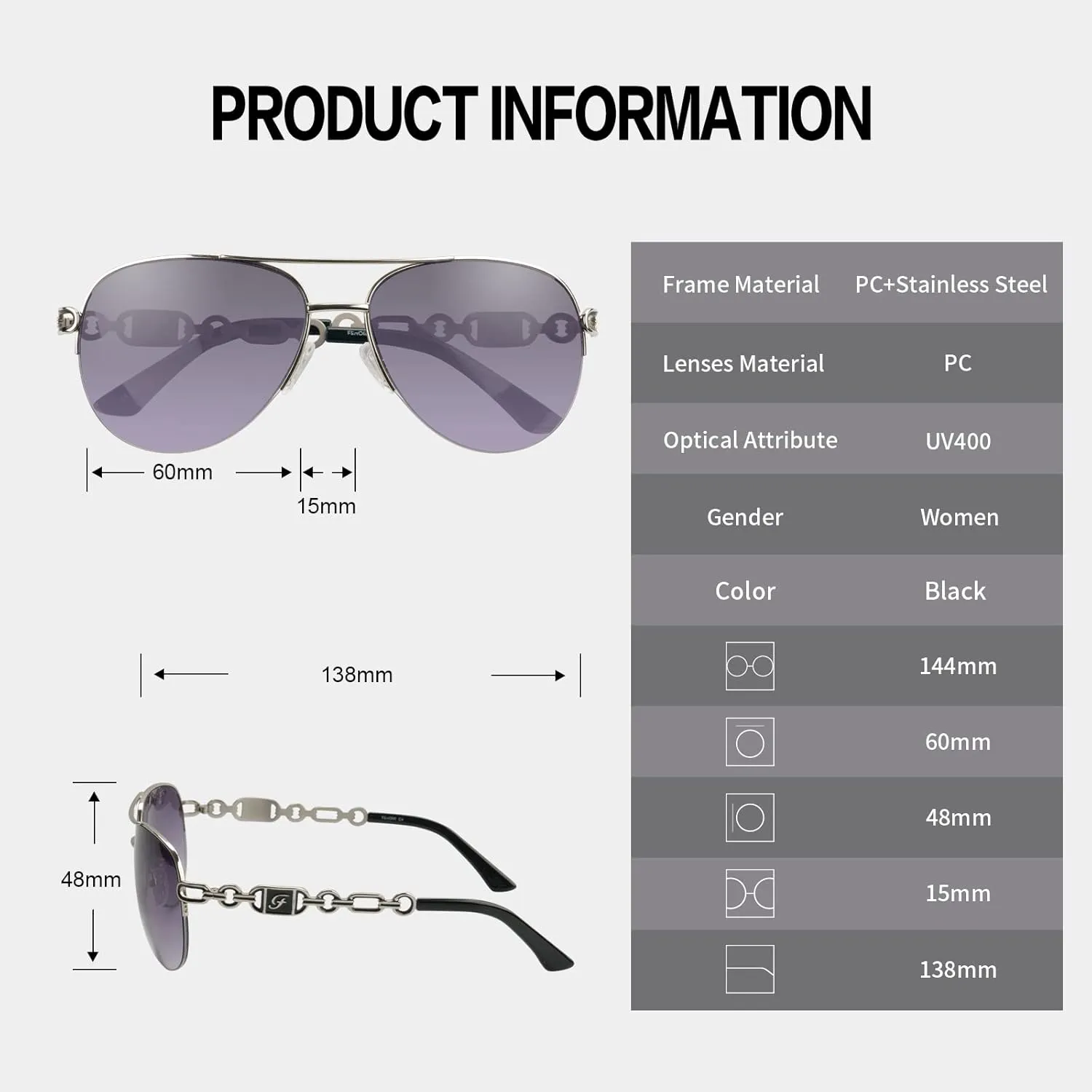 FONHCOO Aviator Sunglasses for Women Men Metal Frame UV400 Mirrored Sunglasses