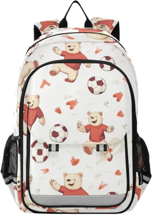 Football Soccer Bear Backpack for Boys Girls Elementary School Bag Kids Bookbag Travel Rucksack With Reflective Stripes Children's backpack