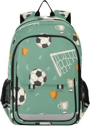 Footballs Ball Cartoon Soccer Backpack for Boys Girls Elementary School Bag Kids Bookbag Travel Rucksack With Reflective Stripes