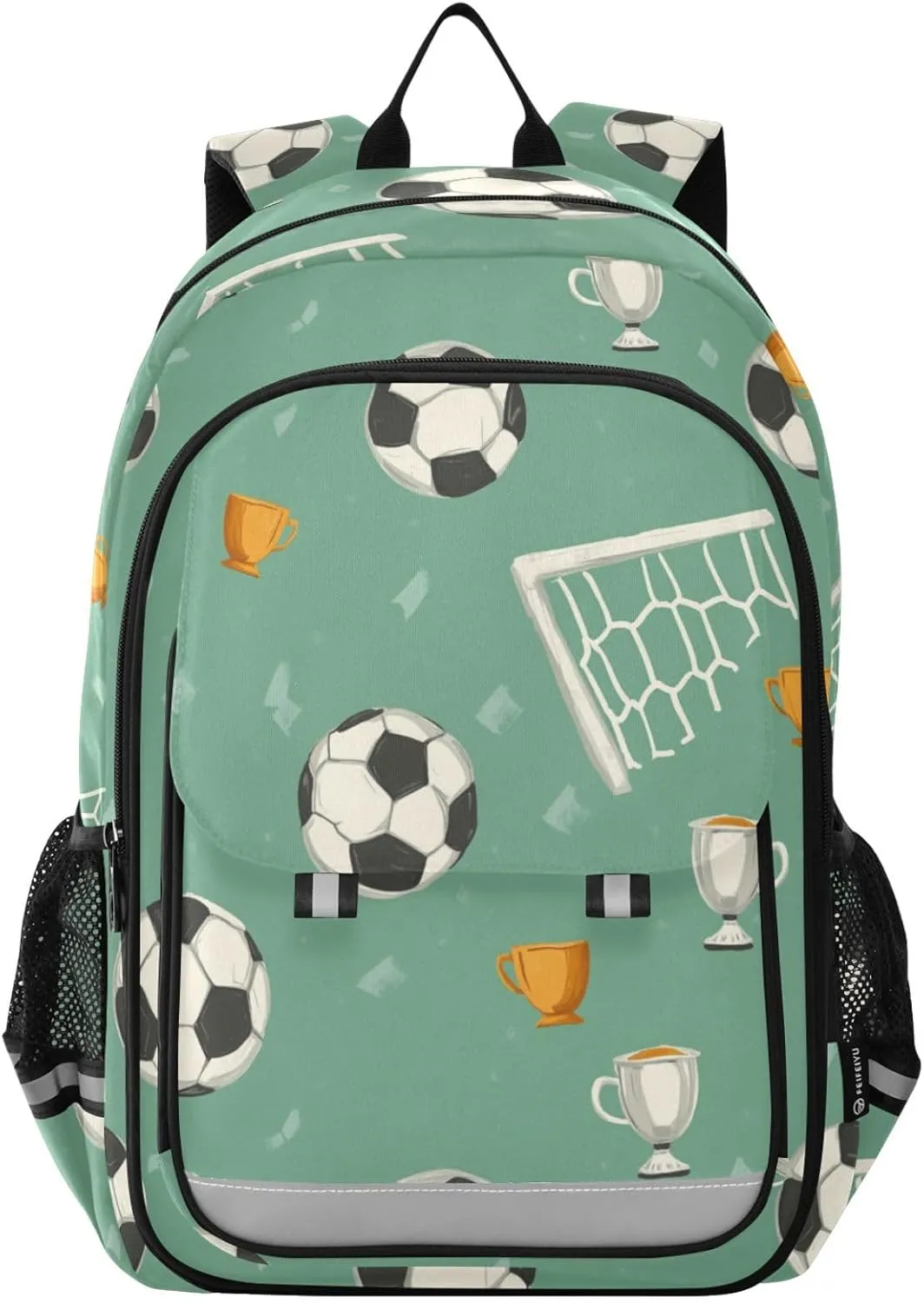 Footballs Ball Cartoon Soccer Backpack for Boys Girls Elementary School Bag Kids Bookbag Travel Rucksack With Reflective Stripes
