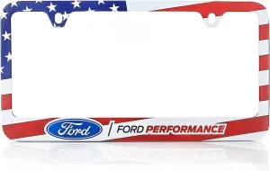 Ford Performance American Flag Patriotic Red White Blue UV Printed Metal License Plate Frame