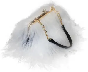 Fosrion Elegance Fluff Pure White Wool Handbag with Dual Strap Versatility