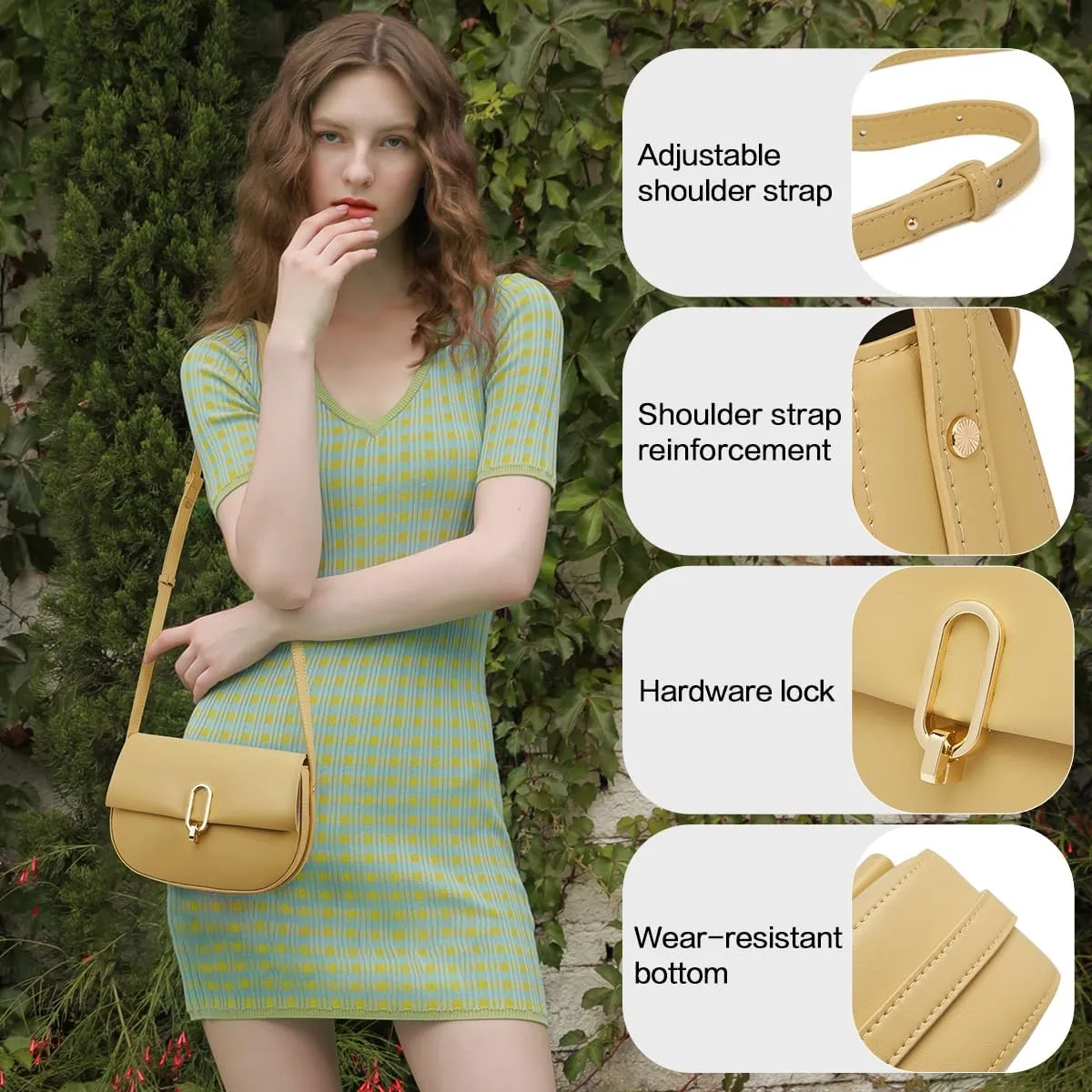 FOXLOVER Cell Phone Crossbody Bags for Women Twist Closure Flap Small Mini Size Vertical Wallet Purse