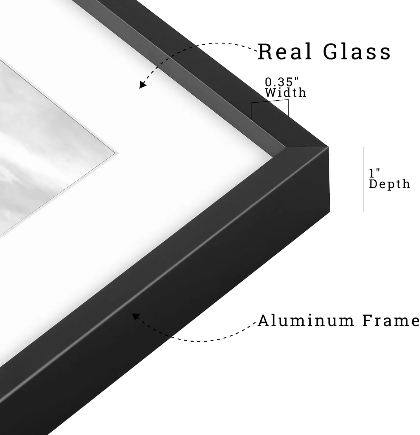 Frametory, 11x14 Metal Picture Frame with Mat for 8x10 Picture & Real Glass, Aluminum Photo Frame Collection (Black, 1 Pack)