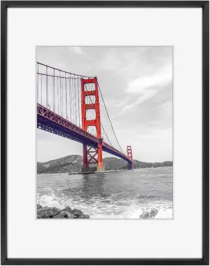 Frametory, 11x14 Metal Picture Frame with Mat for 8x10 Picture & Real Glass, Aluminum Photo Frame Collection (Black, 1 Pack)