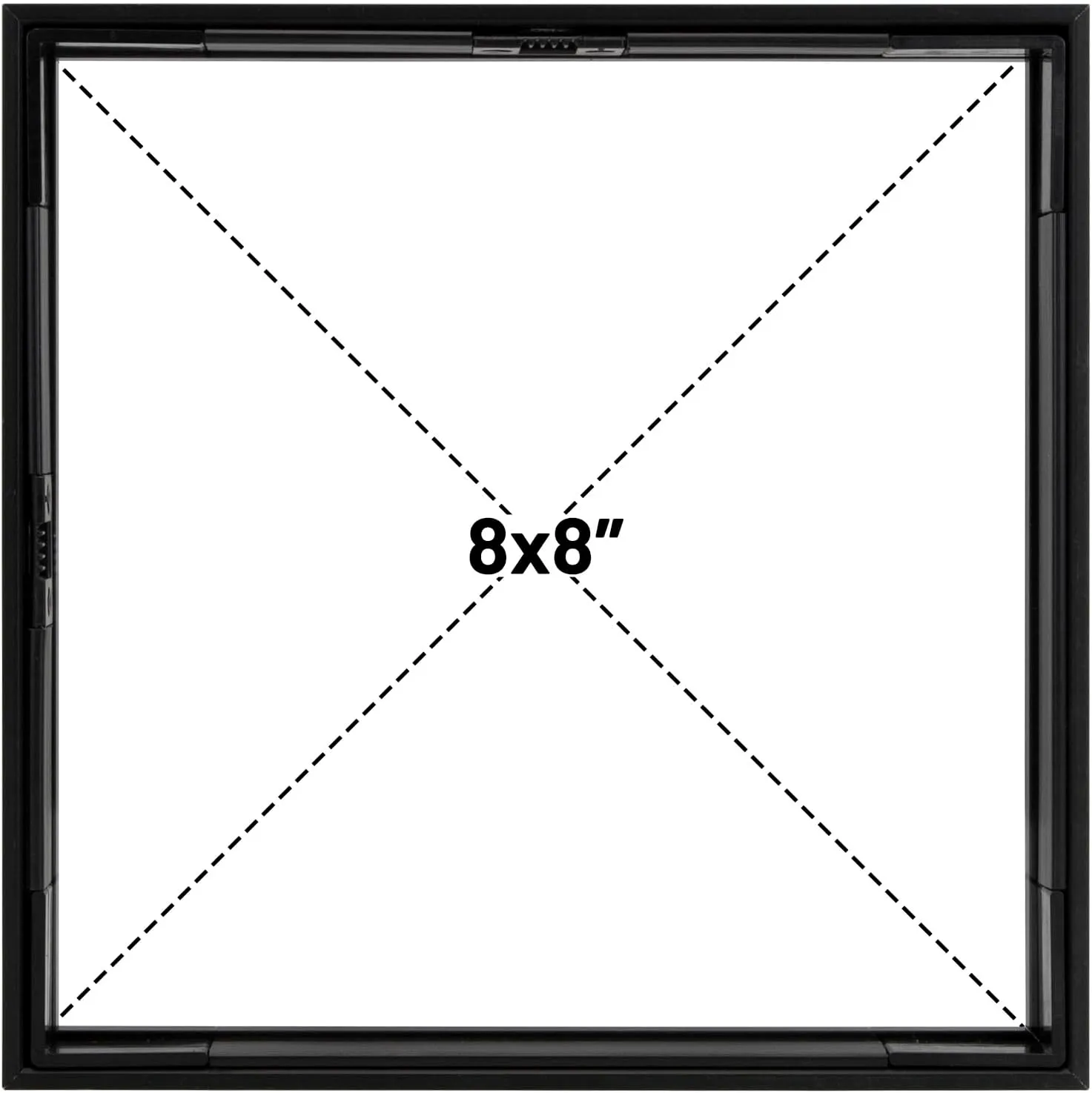 Frametory, Floating Picture Frame 8x8 - Black Aluminum Metal Photo Frame - Real Glass of Front - for Wall Mount Displays