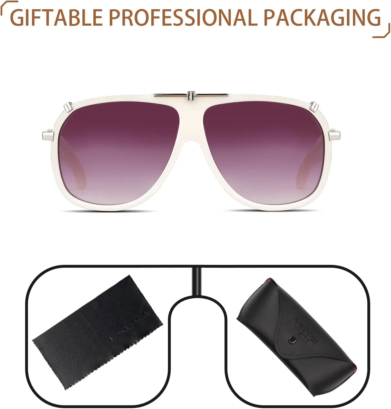Freckles Mark 70s Italian Mob Boss Retro Square Sunglasses for Men Women Vintage Disco Sun Glasses