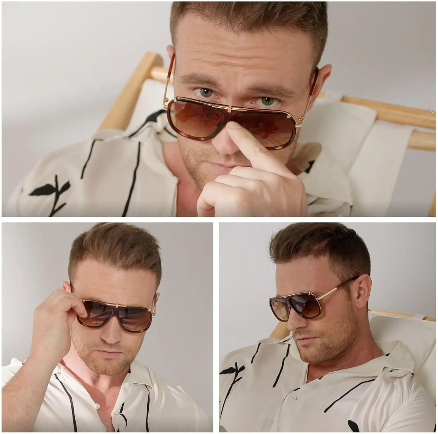Freckles Mark 70s Italian Mob Boss Retro Square Sunglasses for Men Women Vintage Disco Sun Glasses
