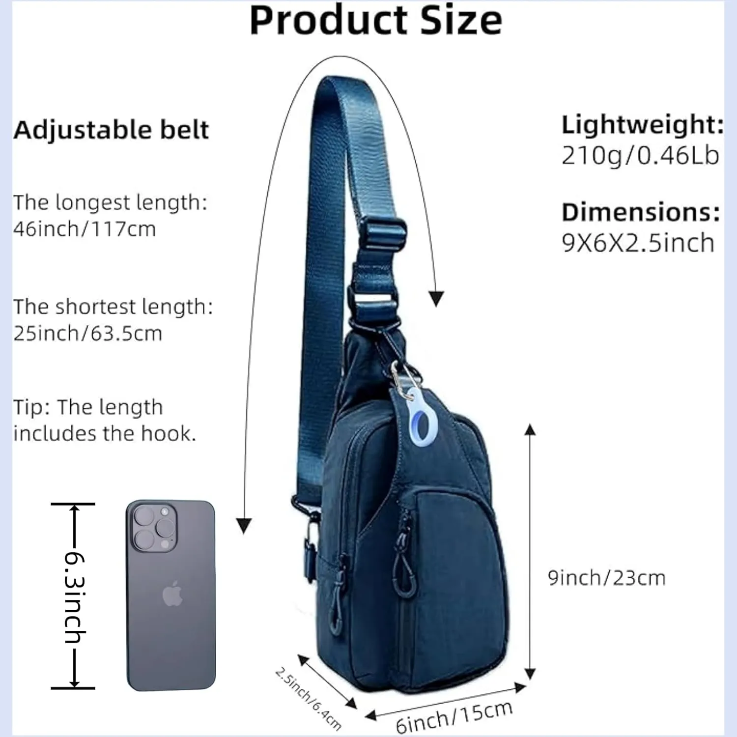 FREE ROCK Small Crossbody Bag Mini Nylon Sling Bag Cross Body Bag Chest Bag For Outdoors Hiking Traveling For Women Men (Blue)