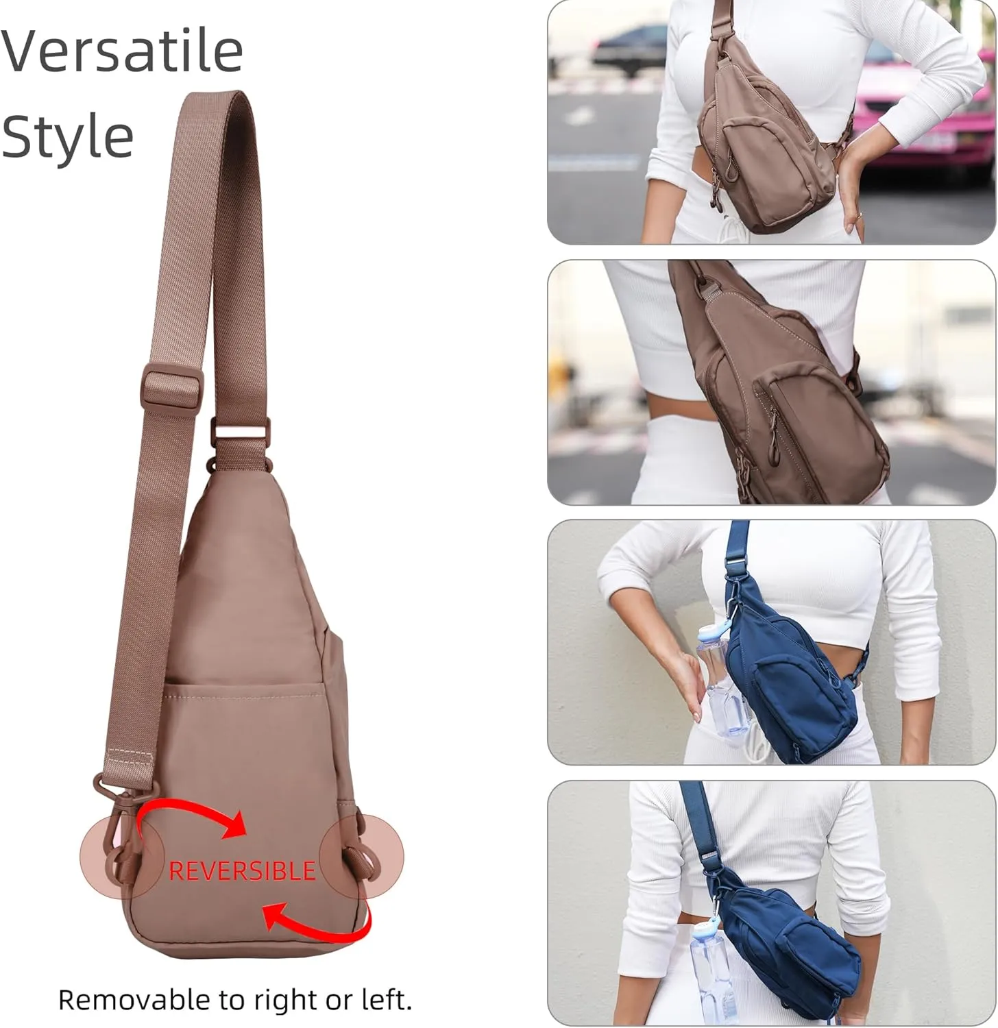 FREE ROCK Small Crossbody Bag Mini Nylon Sling Bag Cross Body Bag Chest Bag For Outdoors Hiking Traveling For Women Men (Brown)