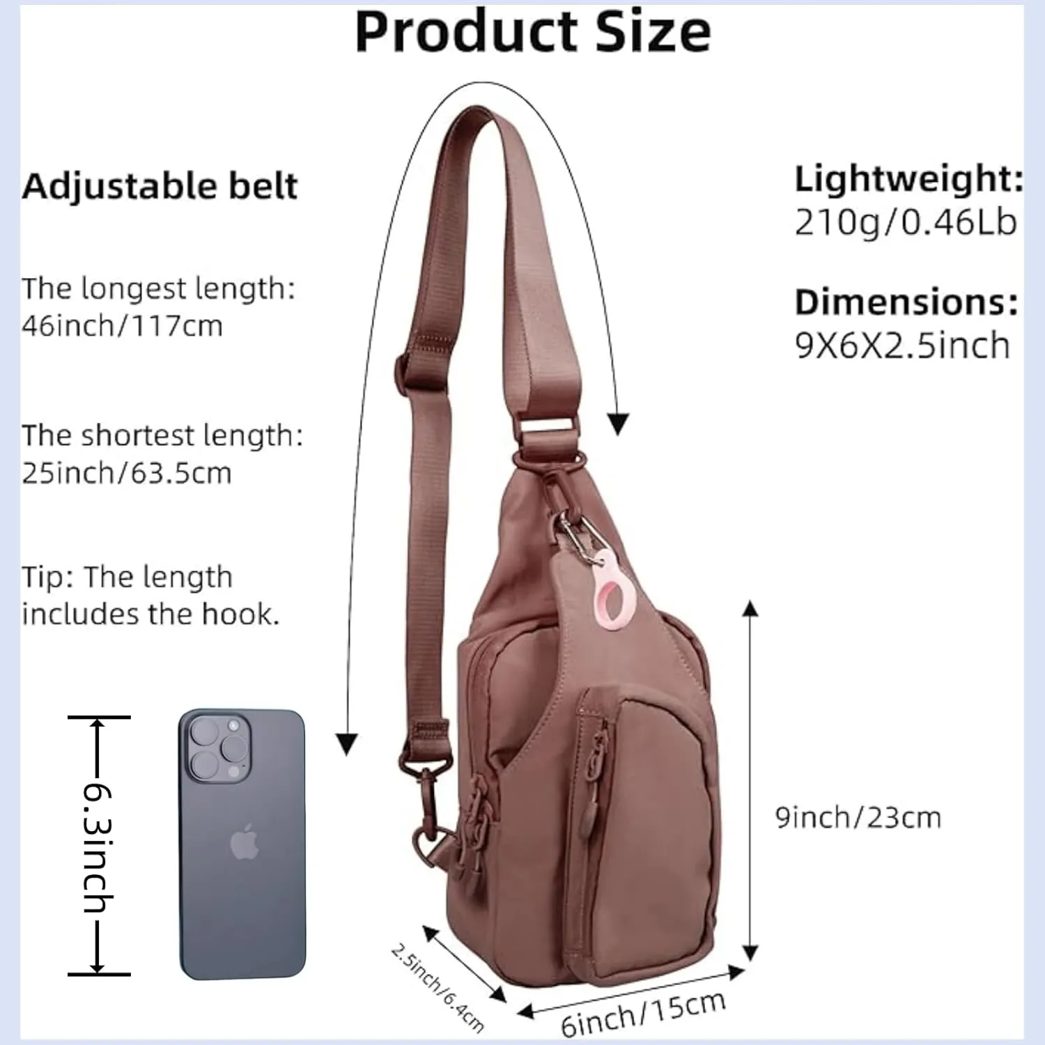FREE ROCK Small Crossbody Bag Mini Nylon Sling Bag Cross Body Bag Chest Bag For Outdoors Hiking Traveling For Women Men (Brown)