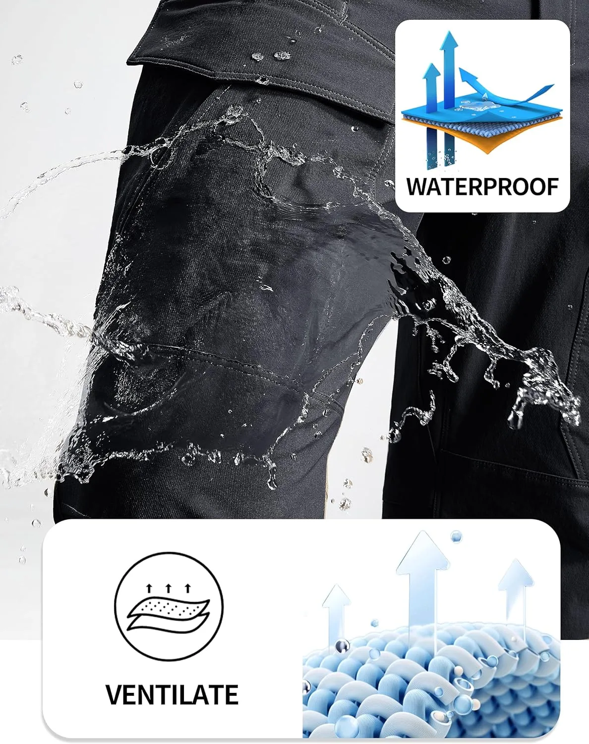 FREE SOLDIER Men's Tactical Water Repellent Ripstop Cargo Work Pants Men Hiking Nylon Spandex Trousers with 8 Pockets