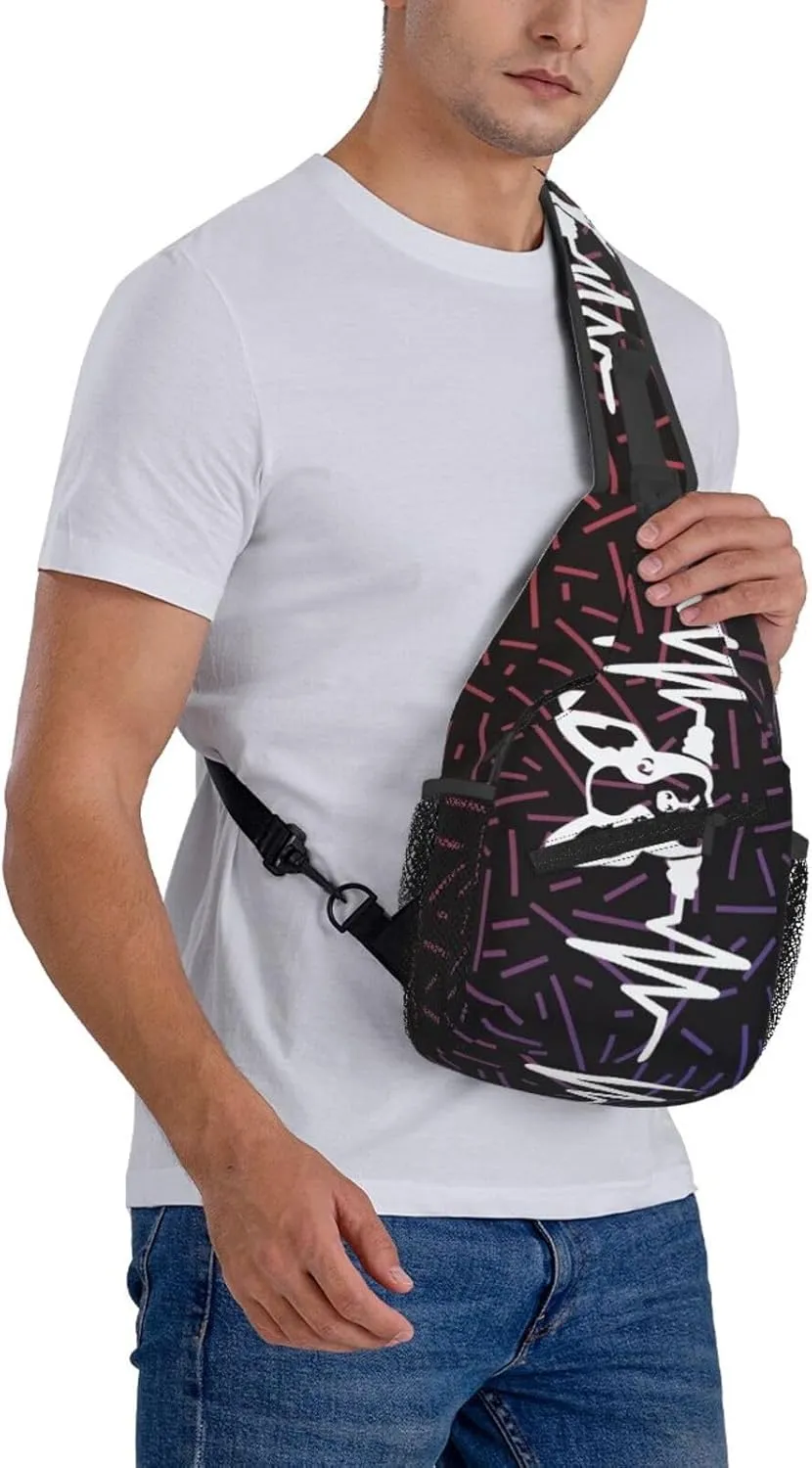 French Bulldog Heartbeat Crossbody For Men Women Sling Chest Bag Shoulder Bag Lightweight One Strap Backpack Multipurpose Travel Hiking Daypack