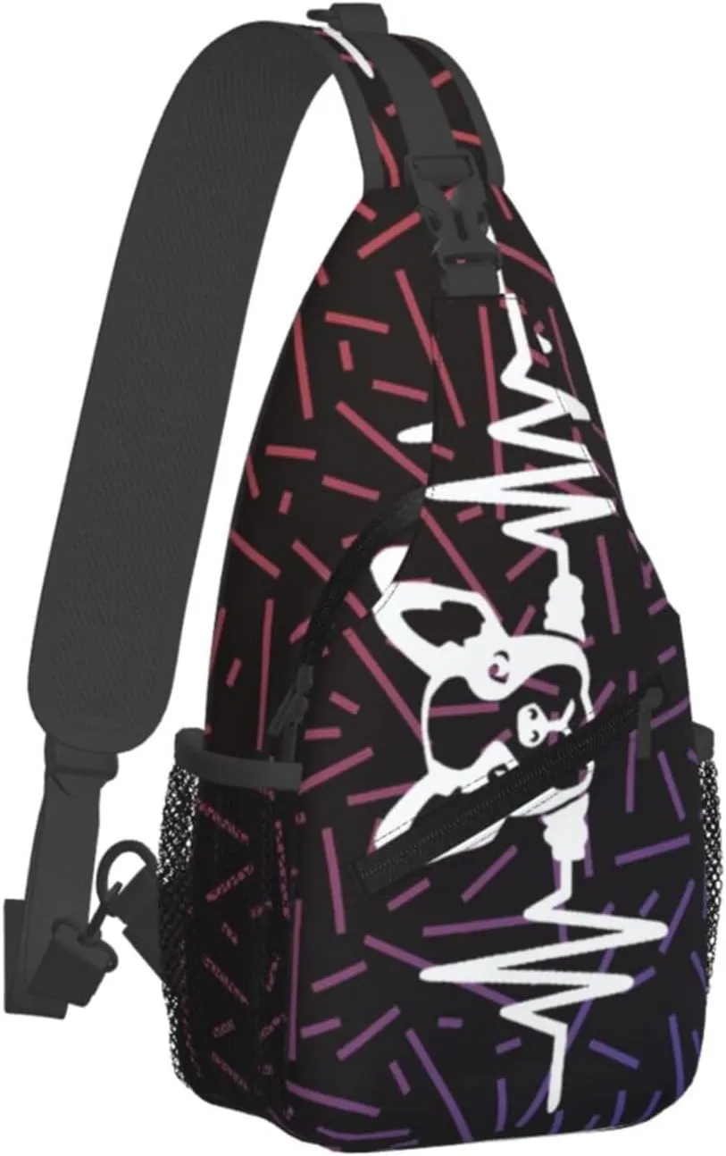 French Bulldog Heartbeat Crossbody For Men Women Sling Chest Bag Shoulder Bag Lightweight One Strap Backpack Multipurpose Travel Hiking Daypack