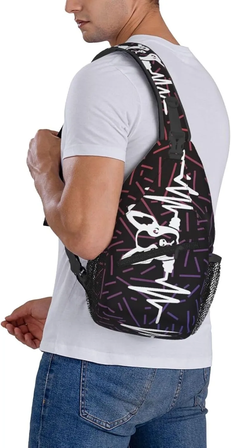 French Bulldog Heartbeat Crossbody For Men Women Sling Chest Bag Shoulder Bag Lightweight One Strap Backpack Multipurpose Travel Hiking Daypack