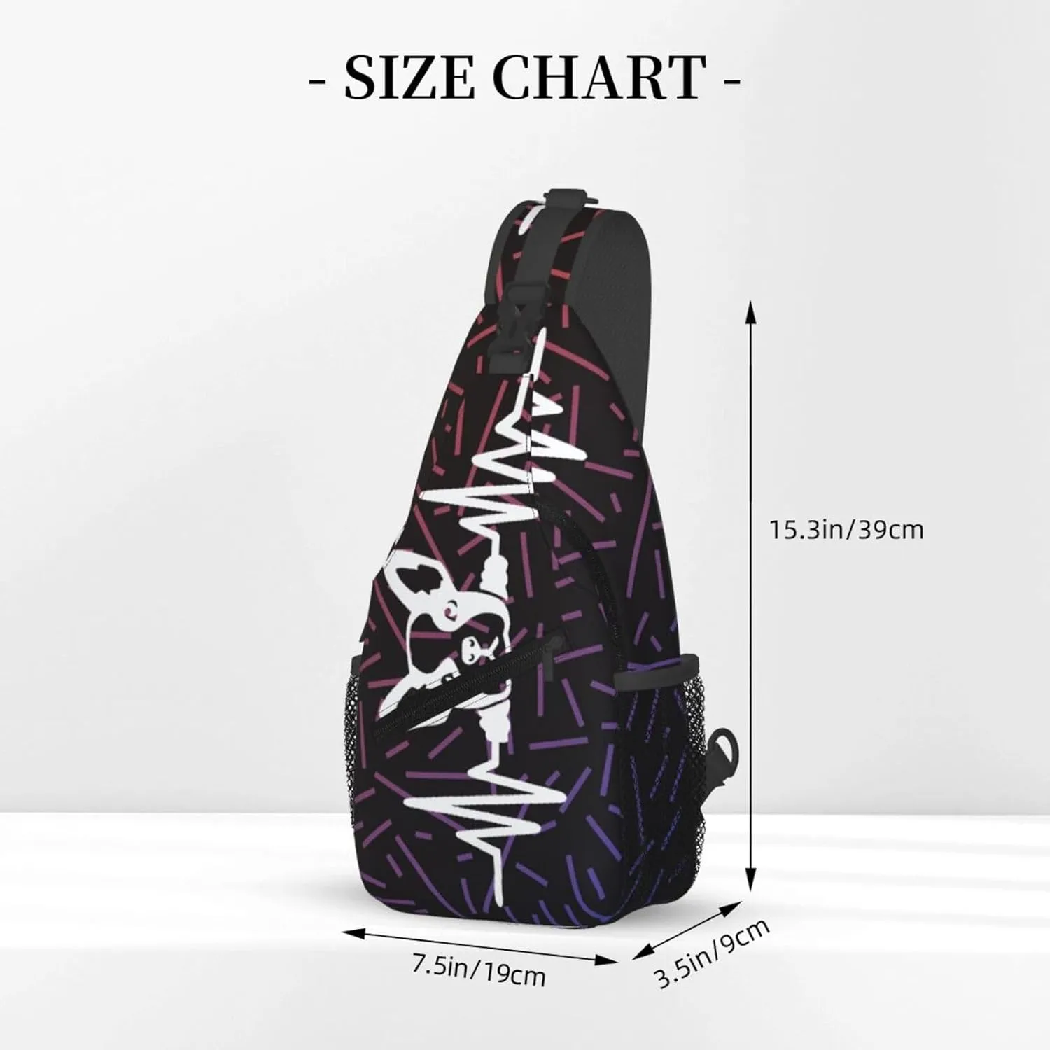 French Bulldog Heartbeat Crossbody For Men Women Sling Chest Bag Shoulder Bag Lightweight One Strap Backpack Multipurpose Travel Hiking Daypack