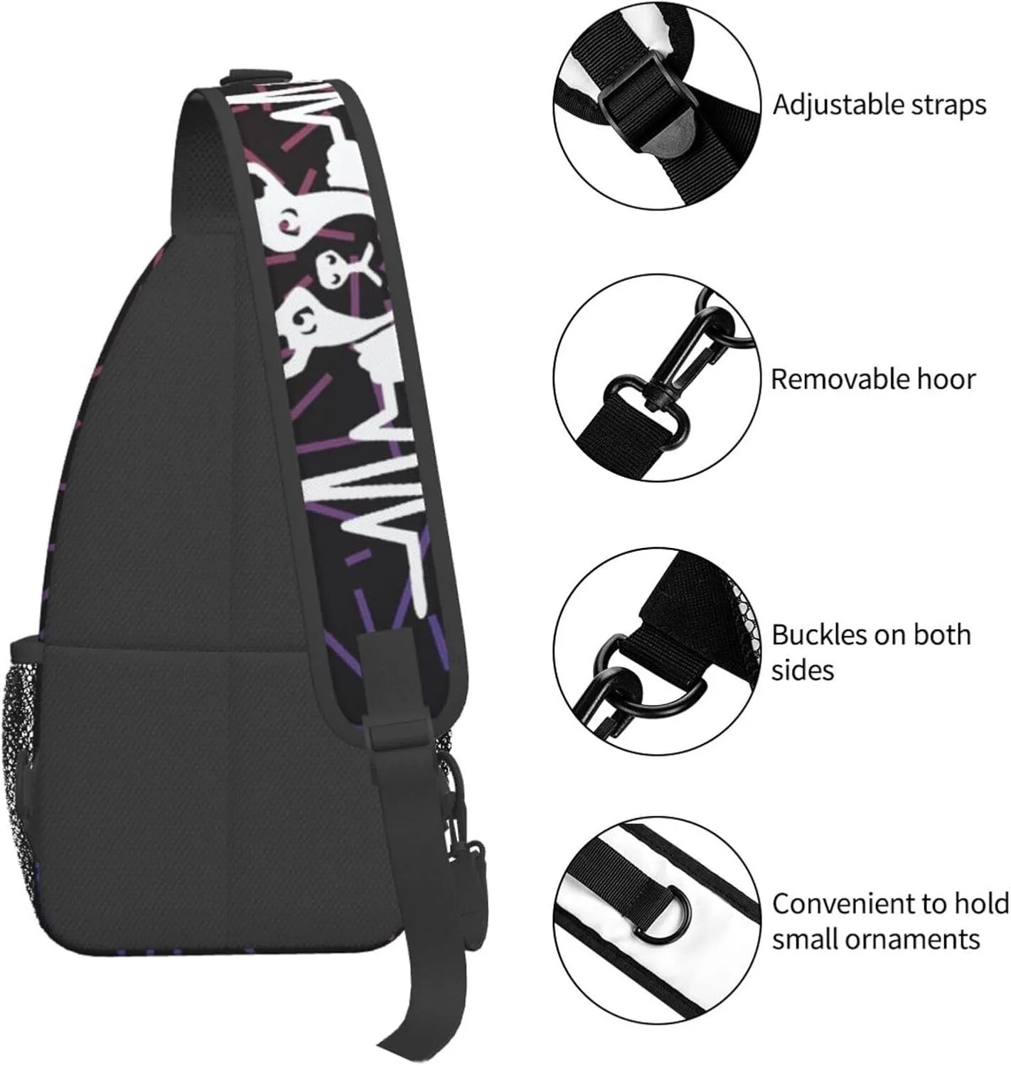 French Bulldog Heartbeat Crossbody For Men Women Sling Chest Bag Shoulder Bag Lightweight One Strap Backpack Multipurpose Travel Hiking Daypack