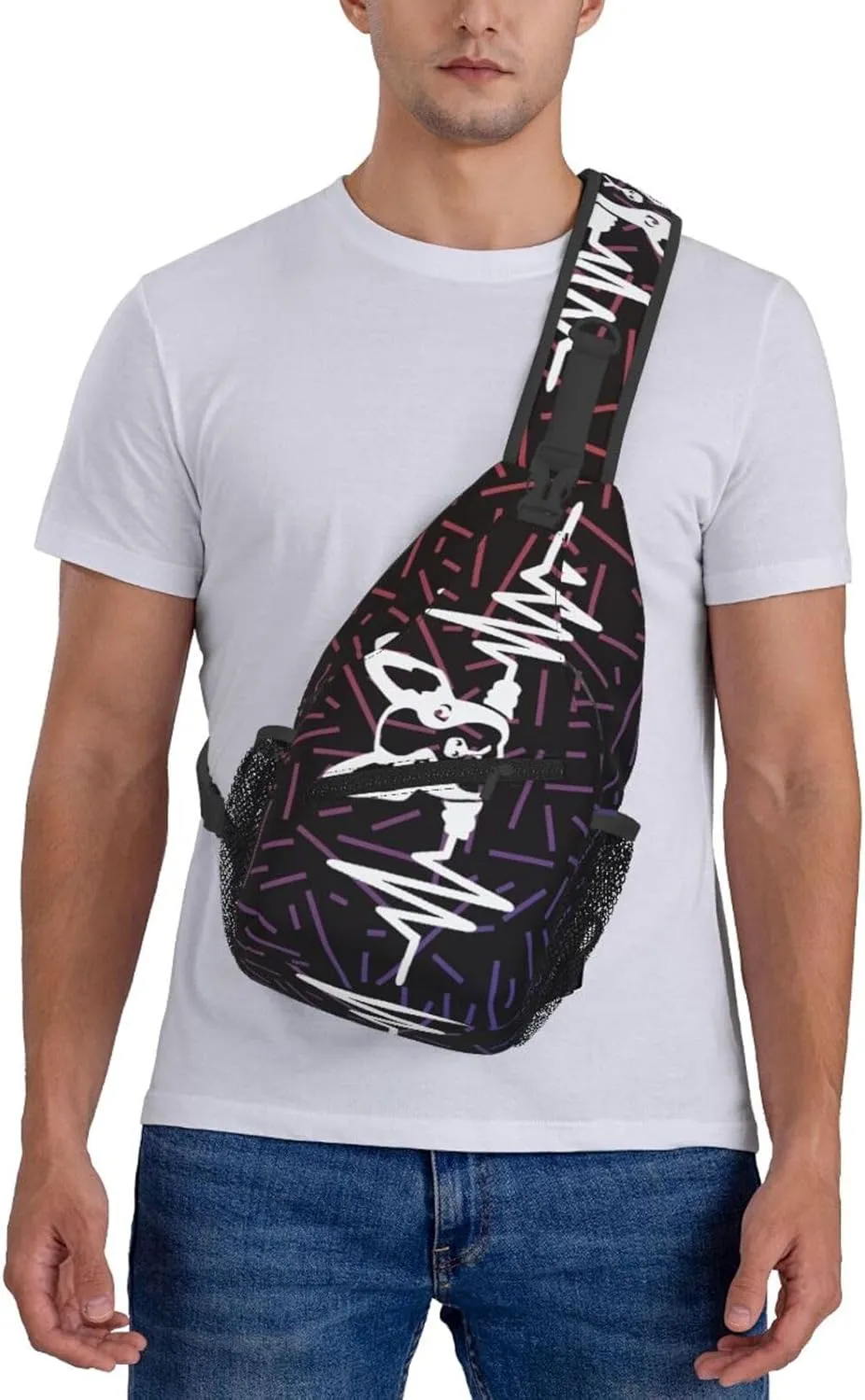 French Bulldog Heartbeat Crossbody For Men Women Sling Chest Bag Shoulder Bag Lightweight One Strap Backpack Multipurpose Travel Hiking Daypack