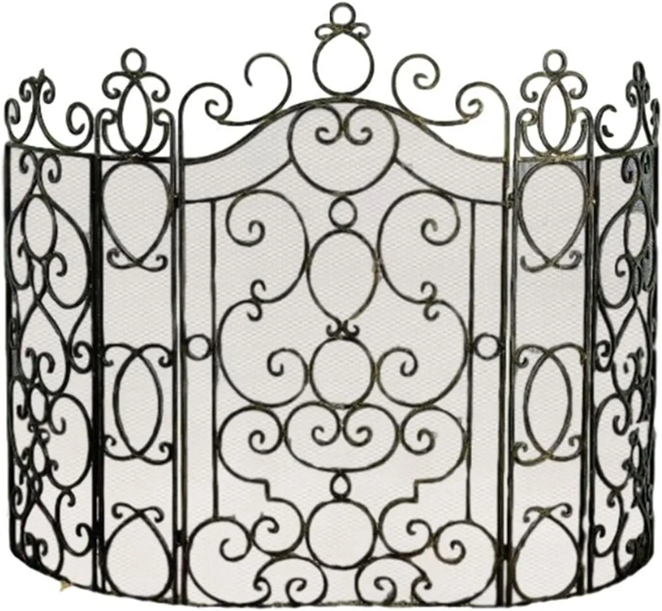 French Quarter Ornate Iron Scroll Fireplace Screen Vintage Style Firescreen