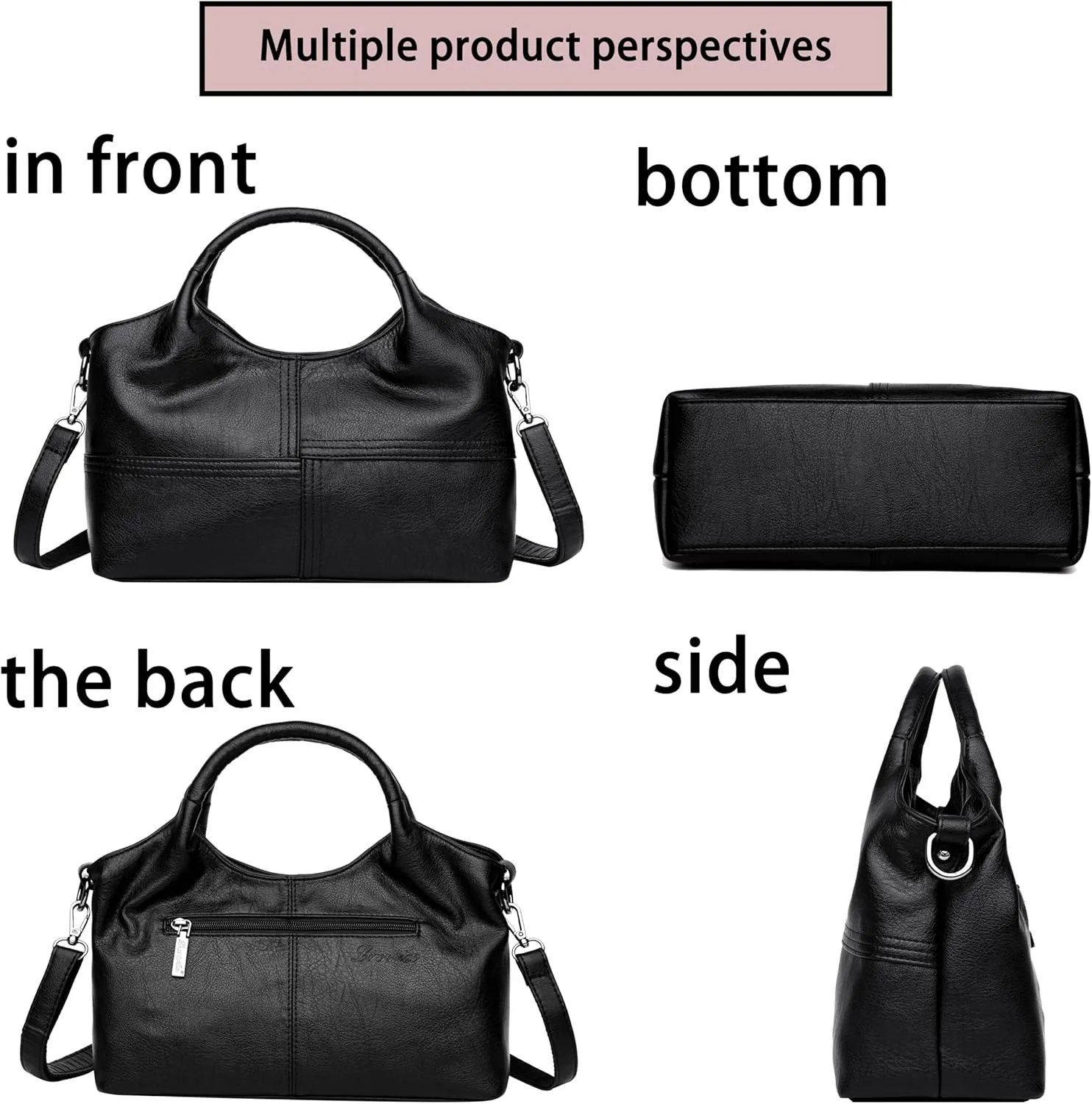 FSD. WG Leather Shoulder Bags Purses and Handbags for Women Top Handle Tote Satchel Ladies Hobo Bags