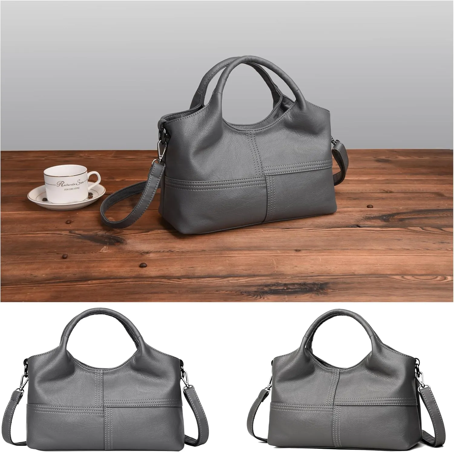 FSD. WG Leather Shoulder Bags Purses and Handbags for Women Top Handle Tote Satchel Ladies Hobo Bags