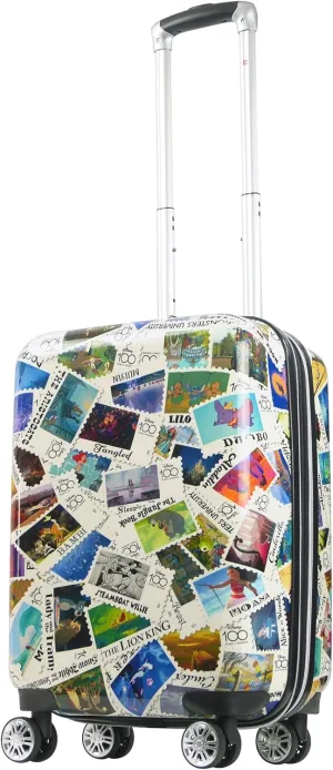 FUL Rolling Luggage, Disney Stamps Harrdshell Carry on Suitcase with Spinner Wheels, Multi, 22 Inch