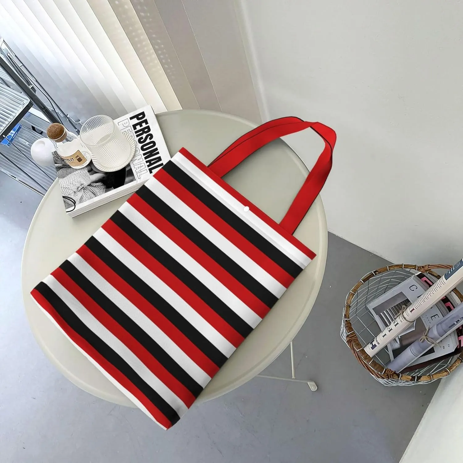 Fun Geometric Lines Green Canvas Totes Bag Shoulder Bags Shopping Crossbody Work Bag 13.8 X 15.4 inch