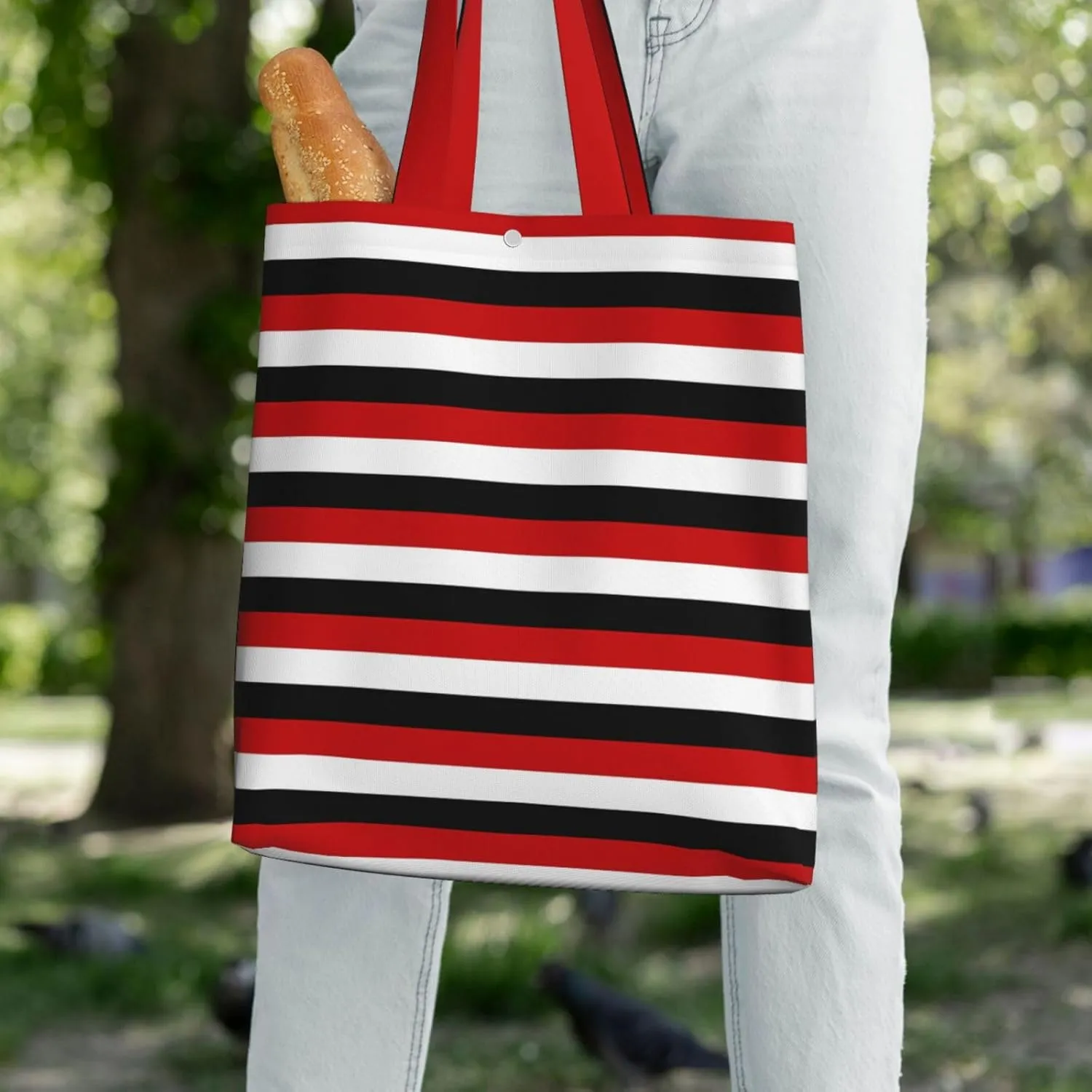 Fun Geometric Lines Green Canvas Totes Bag Shoulder Bags Shopping Crossbody Work Bag 13.8 X 15.4 inch