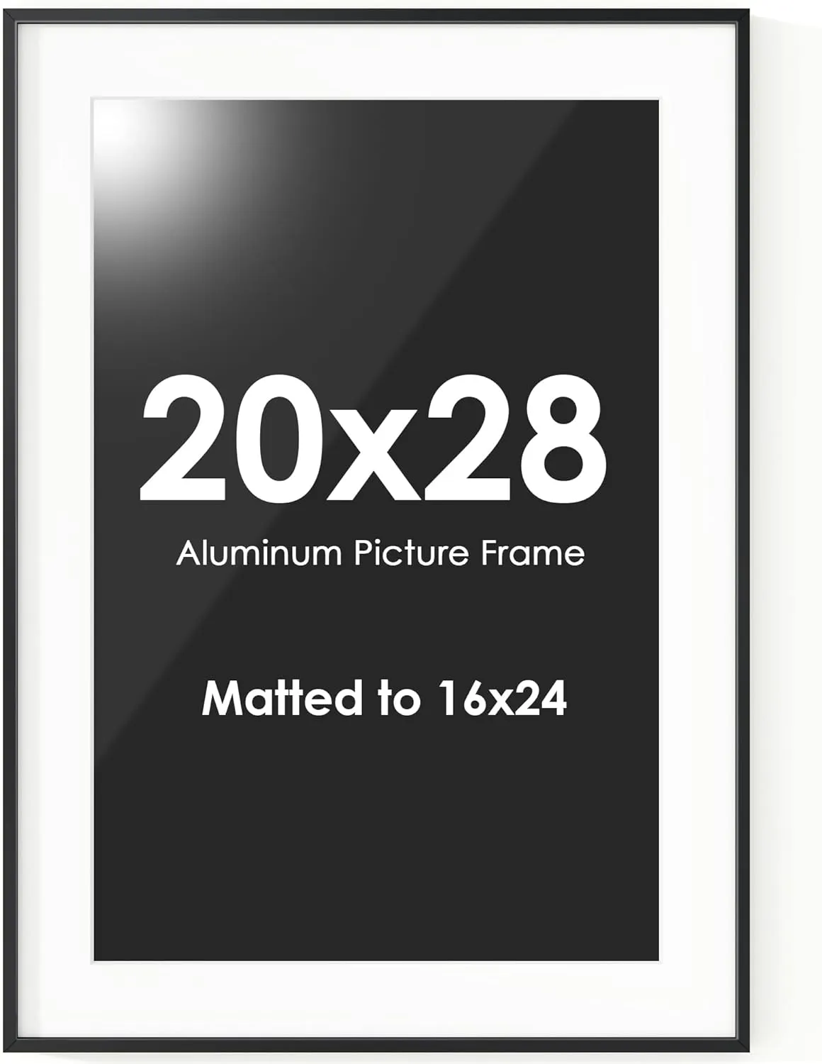 Fun Memories 20x28 Picture Frame, 20 x 28 Metal Poster Frame with Mat for 14x22 Photo - HD Tempered Glass - Vertical and Horizontal Display