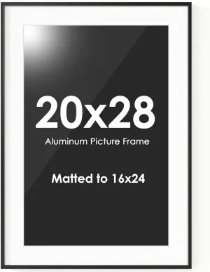 Fun Memories 20x28 Picture Frame, 20 x 28 Metal Poster Frame with Mat for 14x22 Photo - HD Tempered Glass - Vertical and Horizontal Display