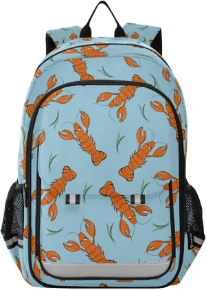 Funny Lobsters Backpack Boys Girls Elementary School Bags Bookbags Laptop Backpack Travel Daypack Safe Reflective Stripes