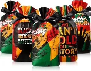 Funnymoom 48 Pcs Juneteenth Bags June 19 Gift Drawstring Bags Plastic Goodie Treat Bag for Freedom Independence Day African Candy Cookie Party Favor Supplies(Classic)