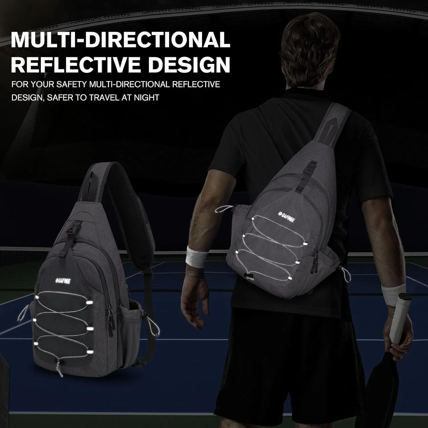 G4Free Pickleball Bag, Crossbody Sling Bag for Men Women, Pickleball Backpack, Pickle Ball Paddle Bag Gifts for Sports