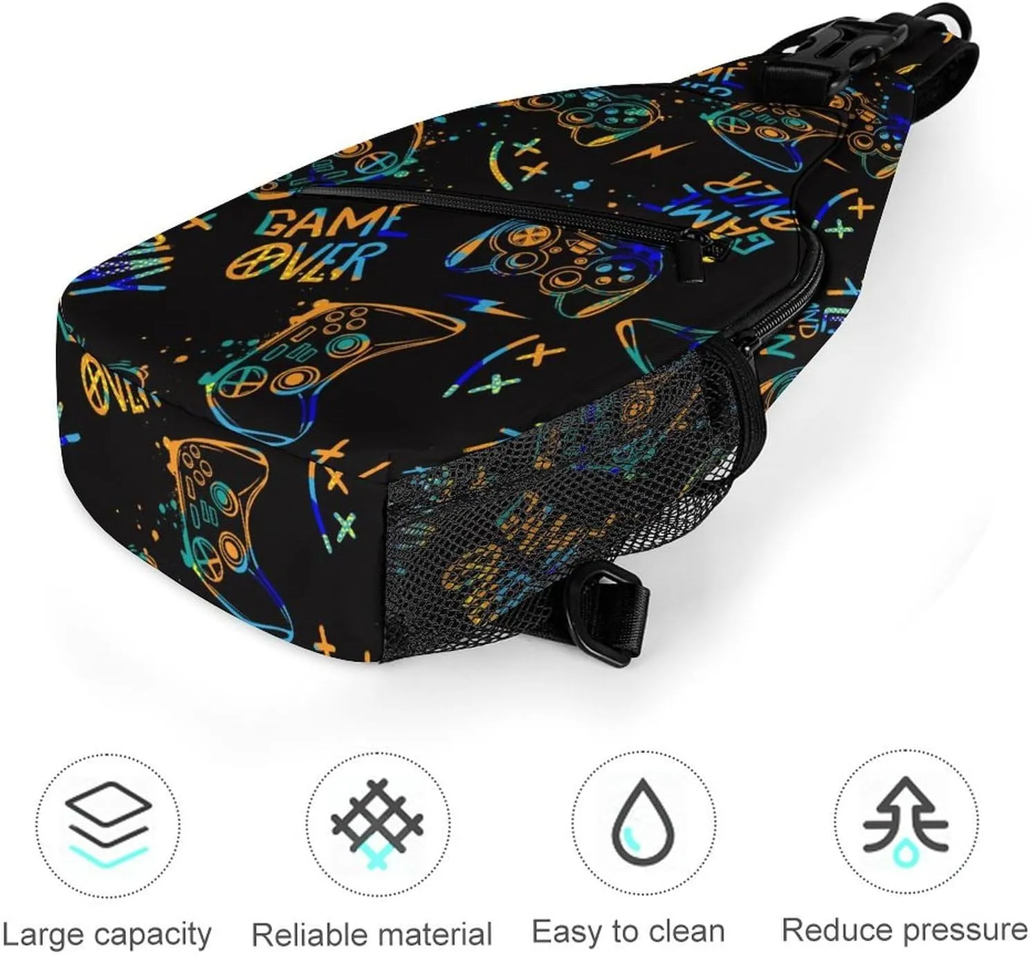 Gamer Elements Sling Backpack, Crossbody Shoulder Bag, Chest Bags for Outdoor Travel Fitness