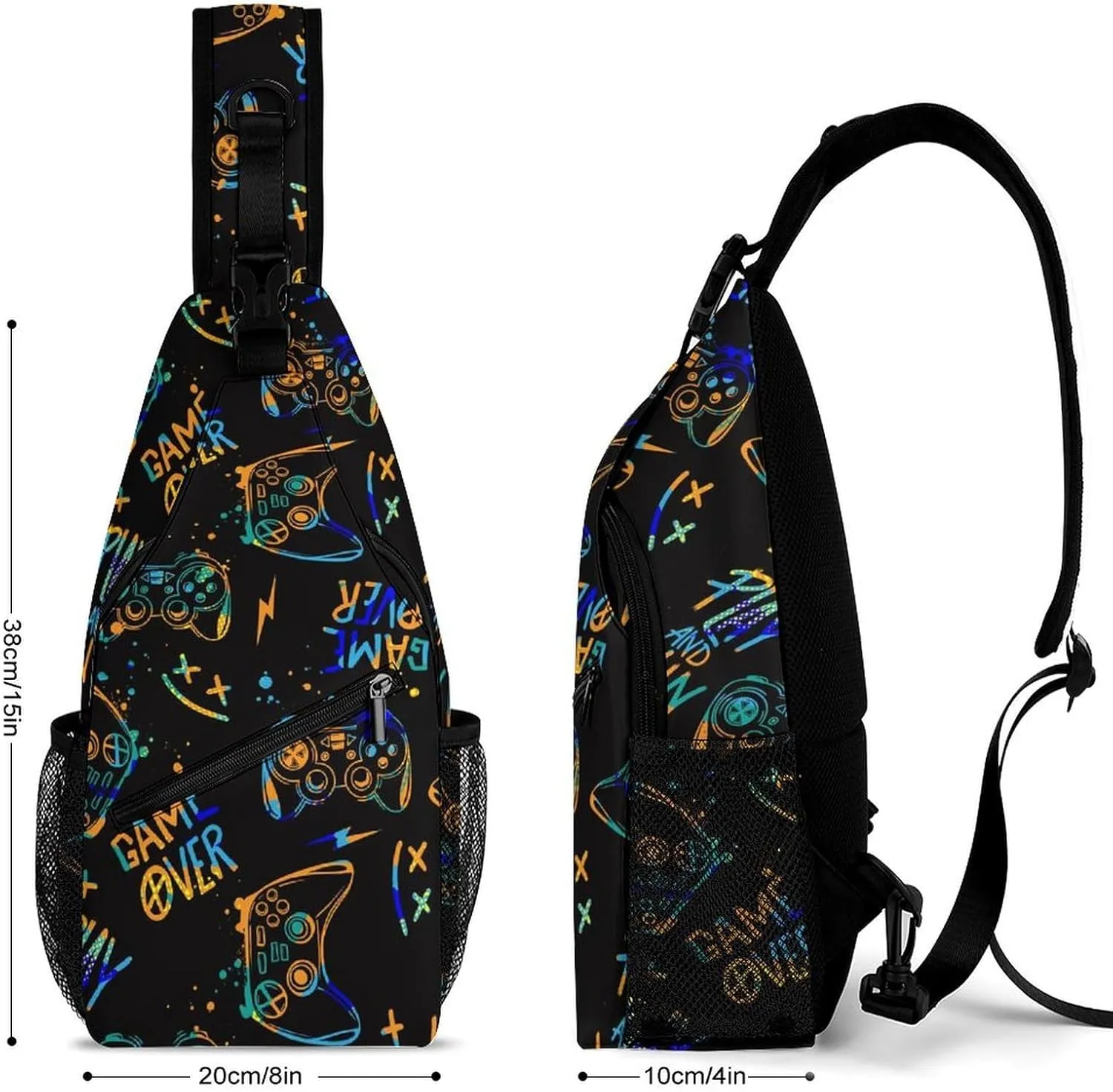 Gamer Elements Sling Backpack, Crossbody Shoulder Bag, Chest Bags for Outdoor Travel Fitness