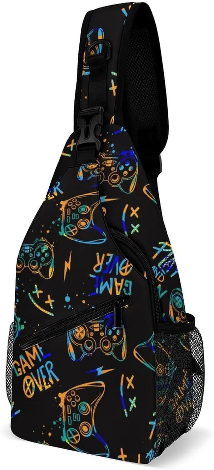 Gamer Elements Sling Backpack, Crossbody Shoulder Bag, Chest Bags for Outdoor Travel Fitness