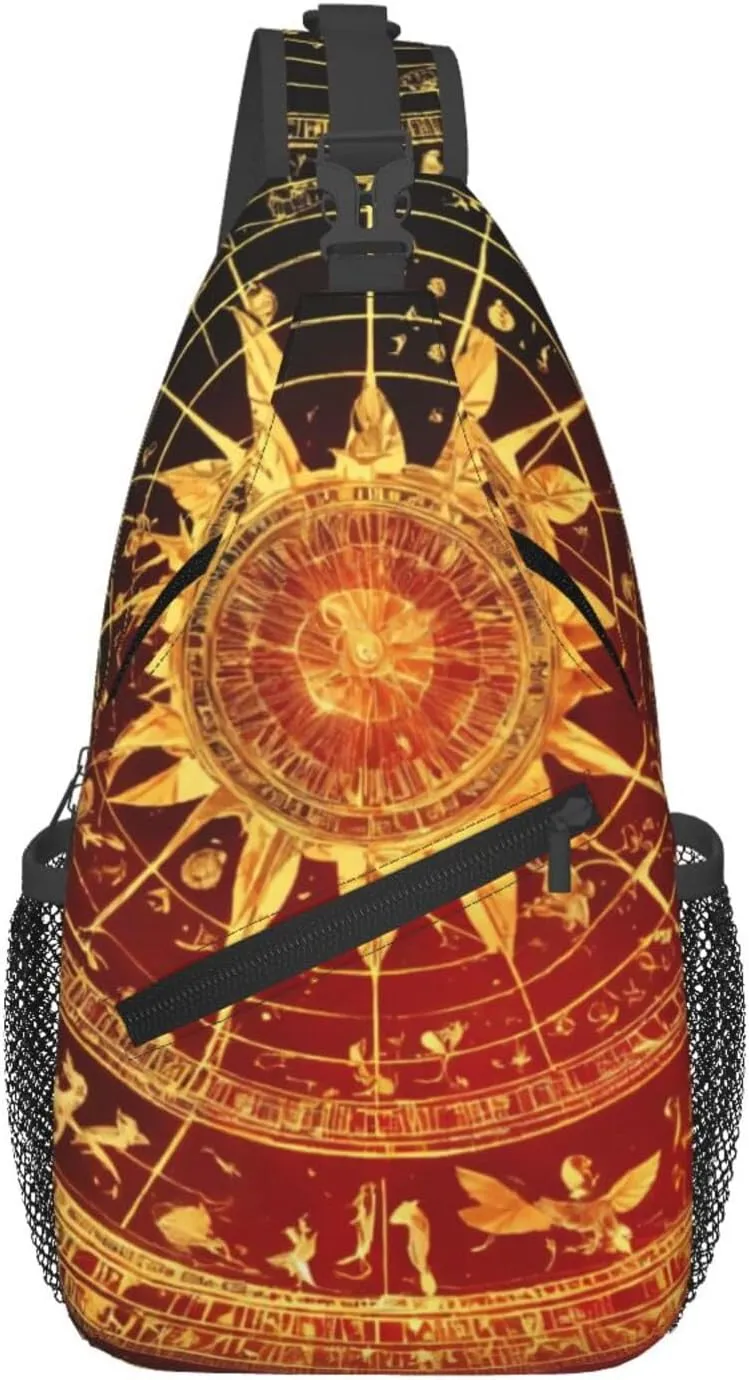 Gears Clock Bronze Century print Funny Sling Backpack Unisex Crossbody Shoulder Chest Bag Travel Hiking Daypack